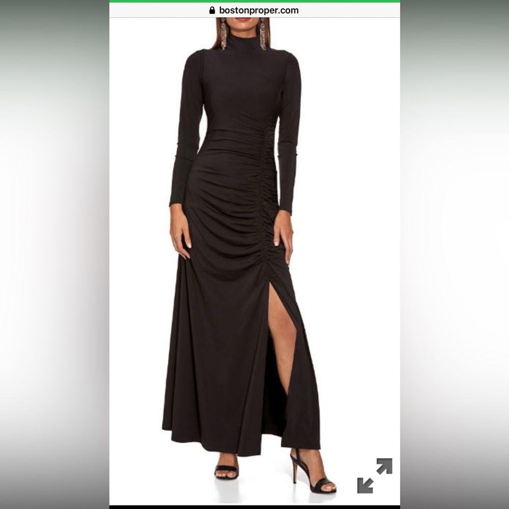 Boston Proper black mock neck rushed gown never been worn